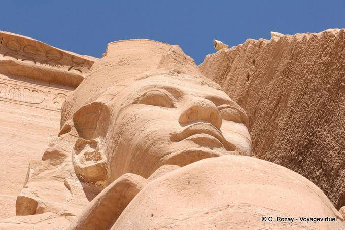 Close-up of a colossal statues of Ramses II, Abu Simbel - Egypt