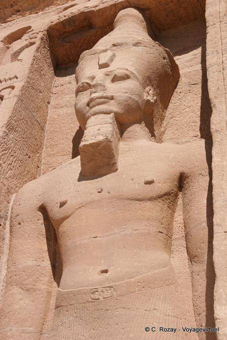 Head and torso of a statue of Ramses, a small temple of Hathor, Abu Simbel - Egypt