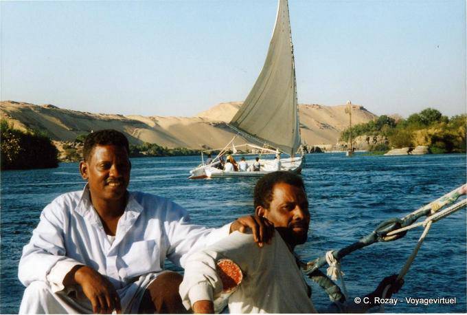 Felouquiers laughing, Aswan - Egypt