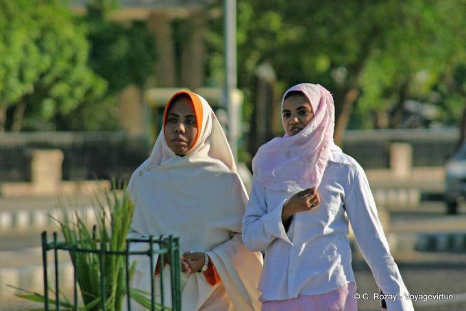 Young women in a street Aswan - Egypt
