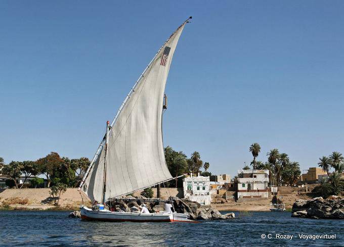 Felucca sailing past Elephantine Island in Aswan - Egypt