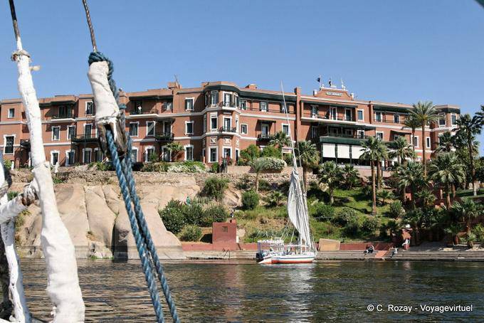 Aswan, Old Cataract Hotel seen from the river - Egypt