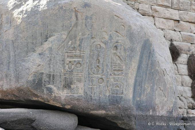Pharaoh cartridge on a rock of Elephantine Island, Aswan - Egypt