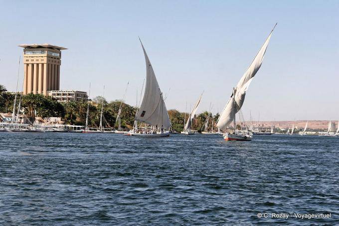The Elephantine Island disfigured by the tower of Moevenpick restaurant, Aswan - Egypt