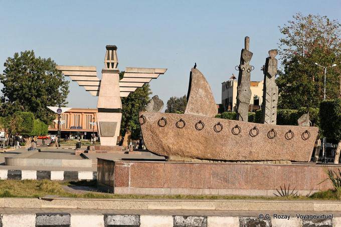 Monument strange sculpture in the center of the city, Aswan - Egypt