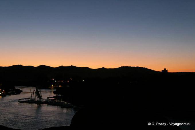 Aswan, Vespers light on the hill - Egypt