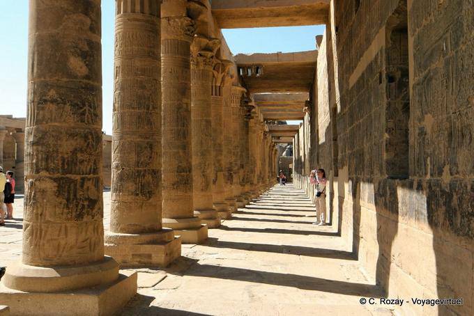 Row of columns to the chapel Mandulis, Philae Temple - Egypt