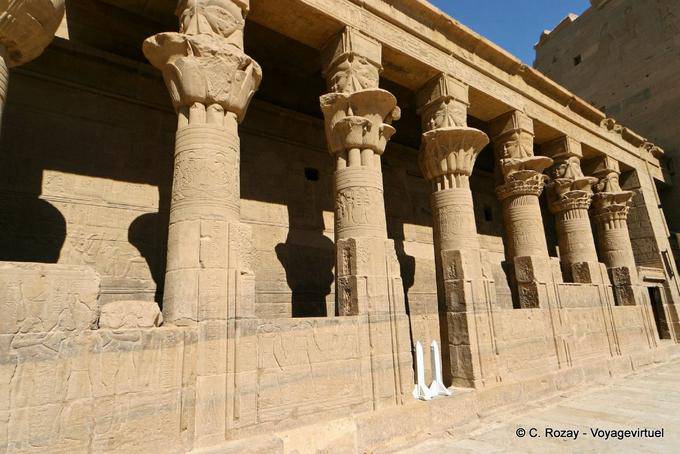 Hathor columns of Mammisi (House of Birth) Temple of Philae - Egypt