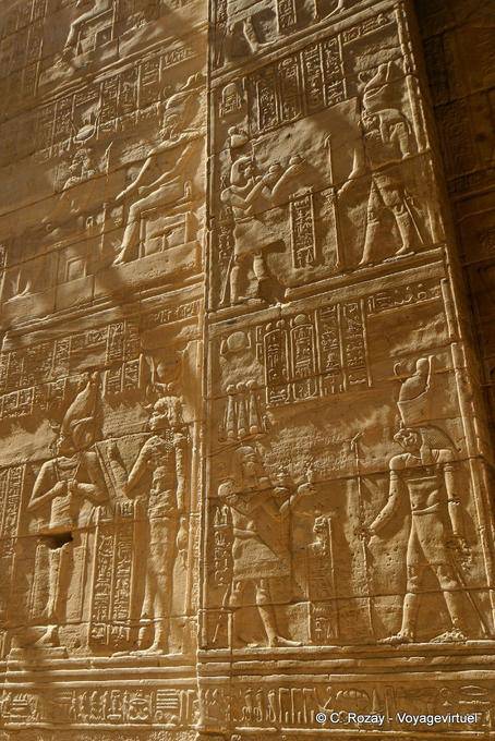 Reliefs, offering to the Gods, Philae - Egypt