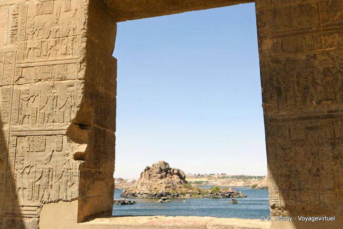 Nile island view from a window of the temple of Philae - Egypt