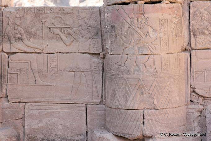 Detail of reliefs, temple of Hathor Philae - Egypt