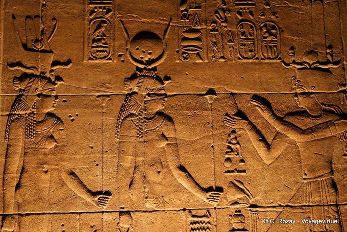 Wall sculptures, Temple of Philae - Egypt