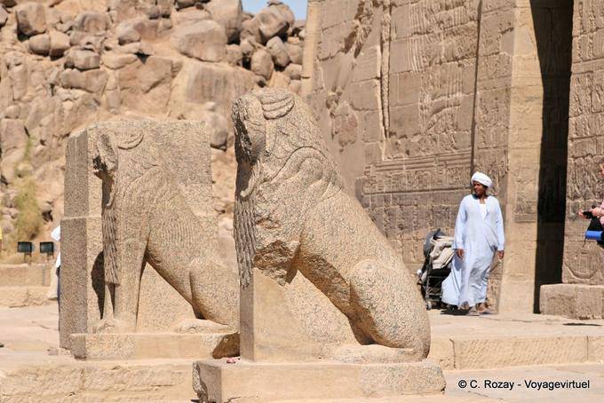 Lions guarding the temple of Isis, Philae Temple - Egypt