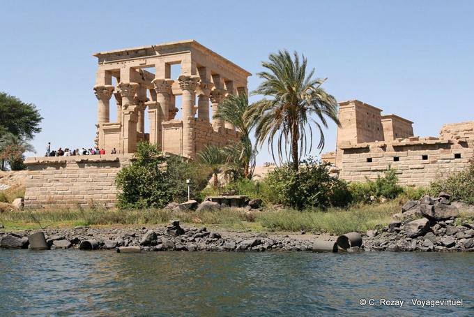 Temple of Philae, another view of Trajan kiosk from the Nile - Egypt