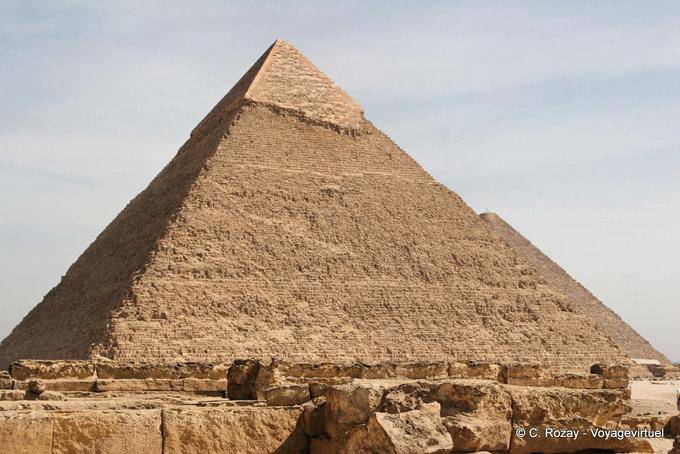 Panorama from the south, Khafras Pyramid, Giza - Egypt