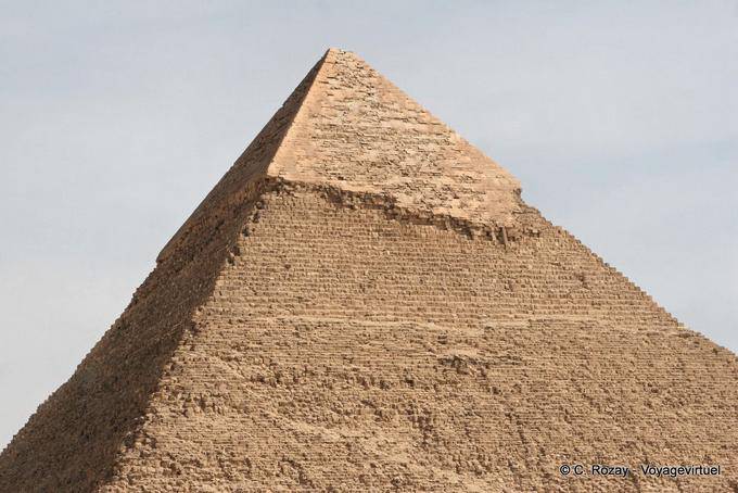 The limestone facing the top of the pyramid of Khafre - Egypt