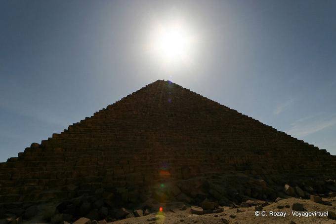Ra sun on the top of the pyramid - Egypt