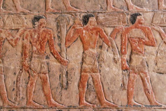 Frieze painted in original colors, Mastaba of Mereruka, Saqqara - Egypt
