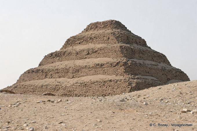 Panoramic view of the Pyramid at Saqqara, works built in stone - Egypt
