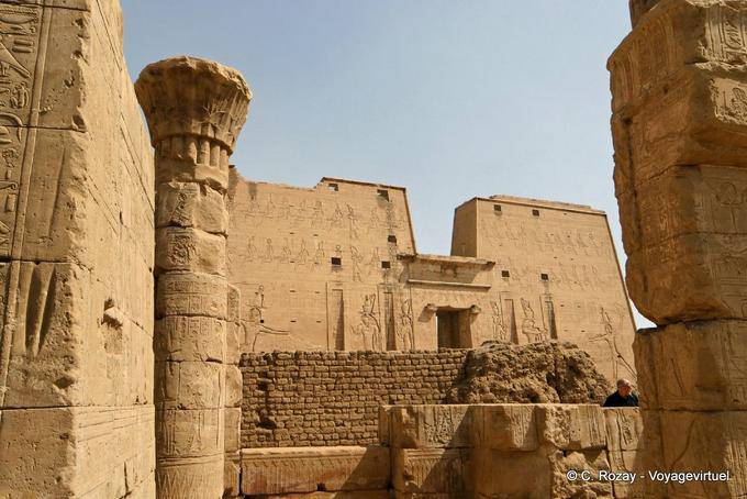 Part of mammisi built by Ptolemy IX, before the pylon of the temple, Edfu - Egypt