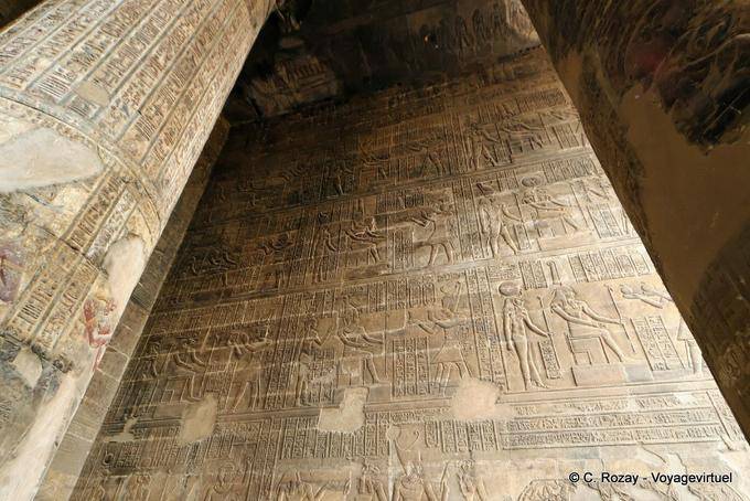 Bas-reliefs on the wall of the Hypostyle Hall, Temple of Esna - Egypt