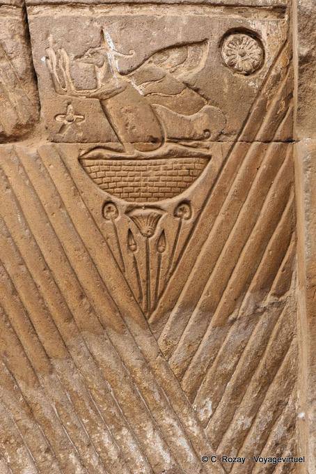 Bird Rekhyt incarnation of the people in worship, temple of Esna - Egypt
