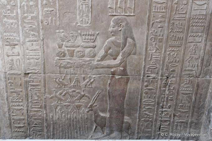 Relief carrier necklaces and antelope, Kom Ombo Temple - Egypt