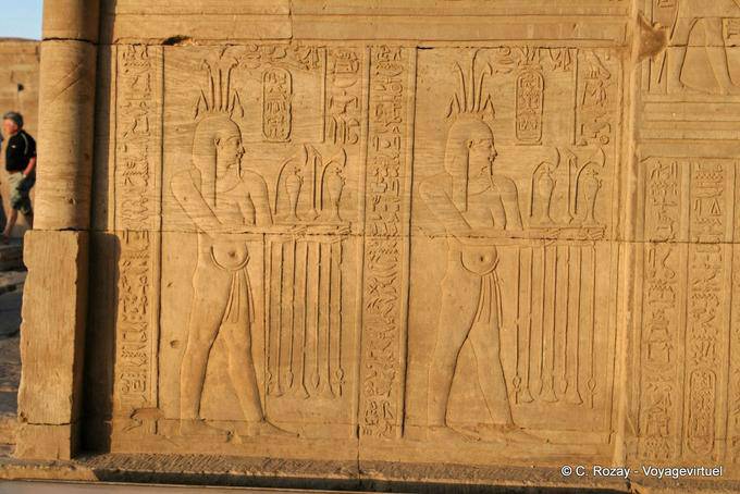 Frieze at sunset on an outside wall, temple of Kom Ombo - Egypt