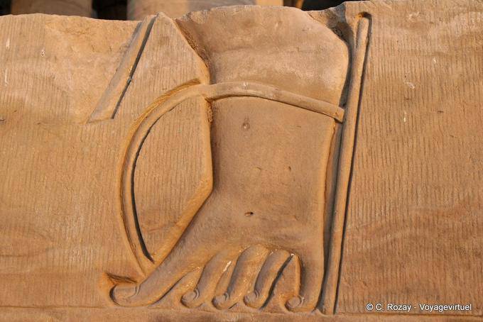 Sandal foot, fragment of relief in hollow, Kom Ombo Temple - Egypt
