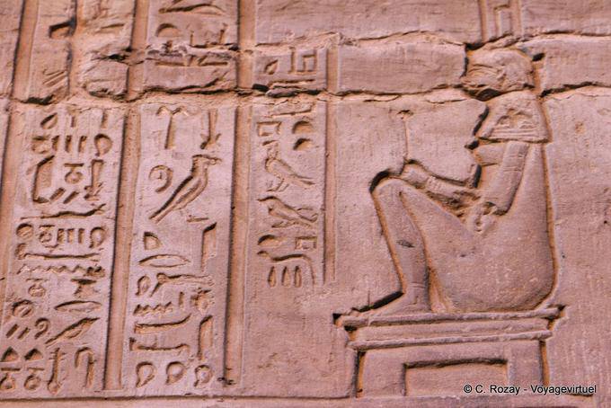 Medical treatise in hieroglyphics and parturient Isis, Temple of Kom Ombo - Egypt