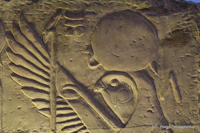 Figure Horus Ra, bas-relief of Kom Ombo Temple - Egypt