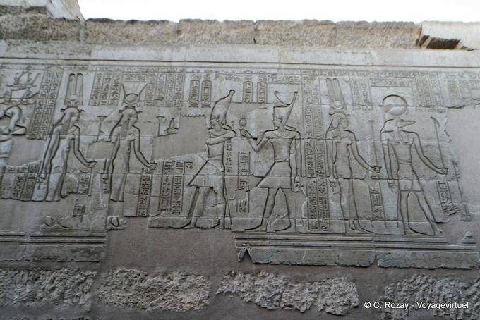 Scenes on the wall of the ambulatory temple of Kom Ombo - Egypt