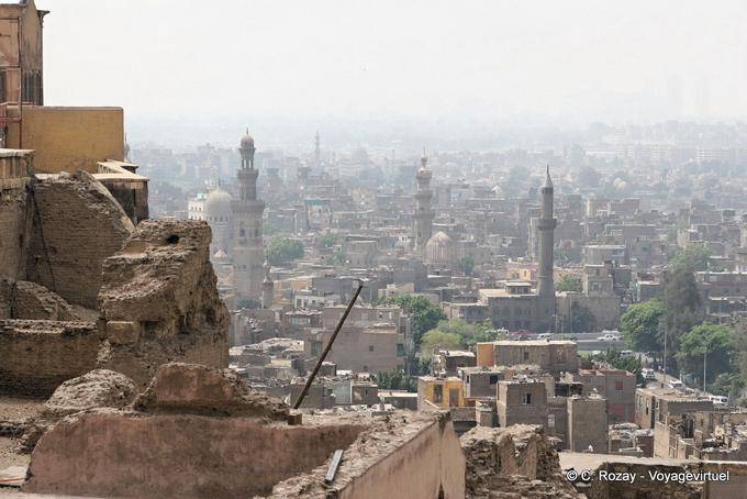 Minartes seen from the Citadel, Cairo - Egypt