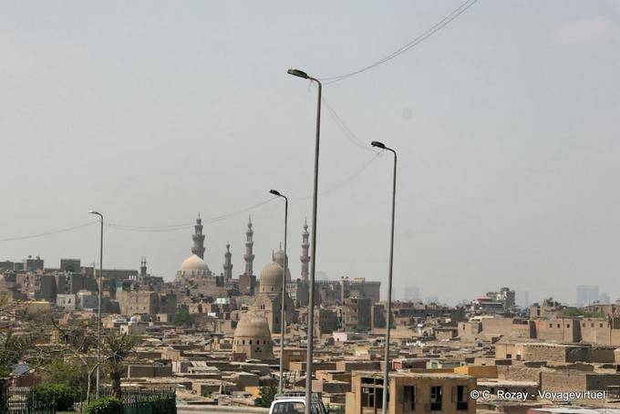 Street lights, domes and minarets of Cairo neighborhood - Egypt