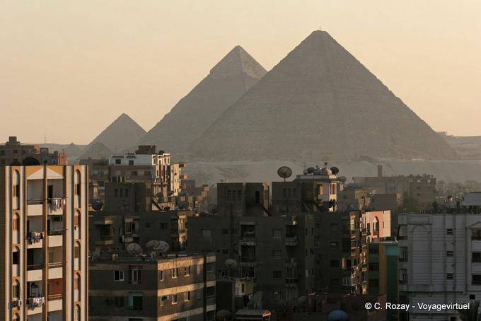 Sideboard pyramids, seen from the city, Cairo - Egypt