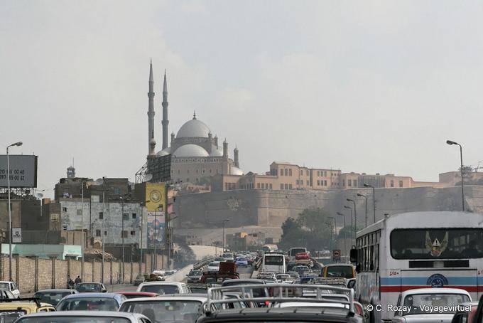 In traffic, at the foot of the Citadel, Cairo - Egypt