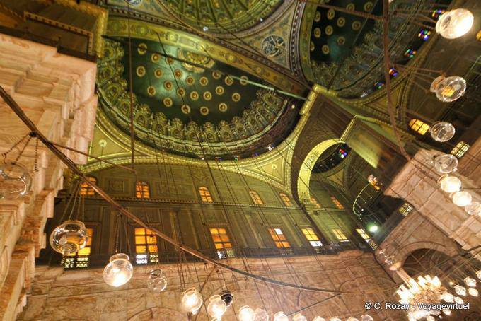 Lighting and domes inside the Mehemet Ali mosque, Cairo - Egypt