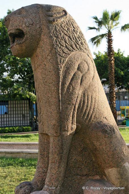 Profile of a lion sculpture, Museum, Cairo - Egypt