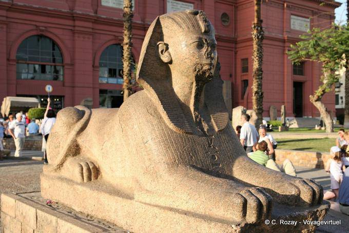 Sphynx enthroned before the Egyptian Museum in Cairo - Egypt