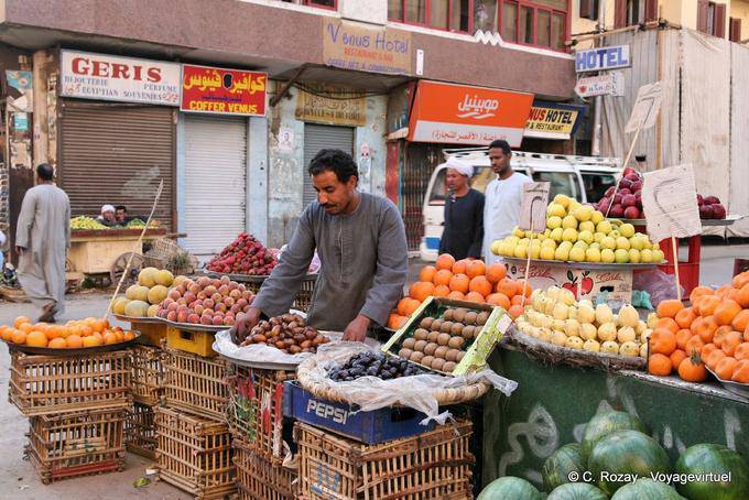 Merchant of fruit on a street in Luxor - Egypt
