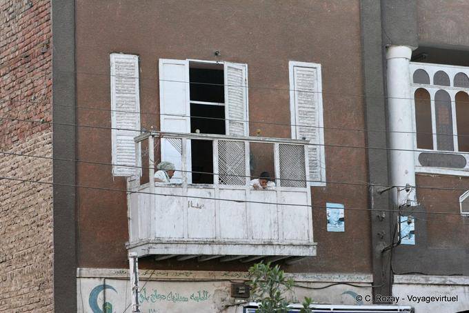 Life on a wooden balcony, Luxor - Egypt