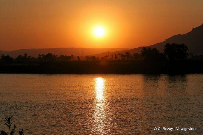 Sunset on the Nile opposite the Valley of the Kings, Luxor - Egypt