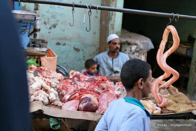 Tripe, guts and guts on the stall, Luxor - Egypt