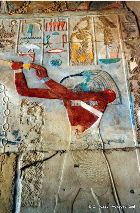 The god Thoth in polychrome tomb in the Valley of the Kings - Egypt
