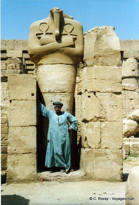 Pharaoh headless statue and keeps mustache, Karnak Temple - Egypt