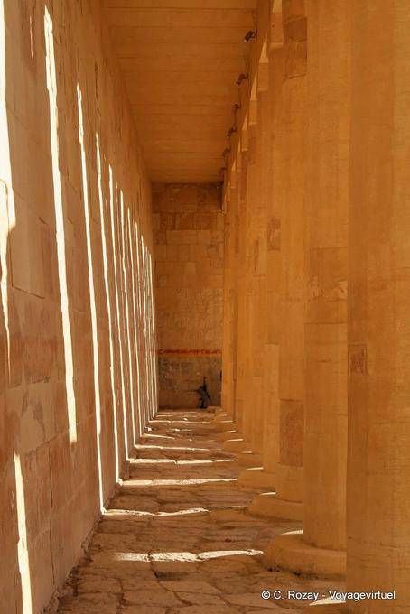 Behind the columns of the upper terrace temple of Hatshepsut - Egypt