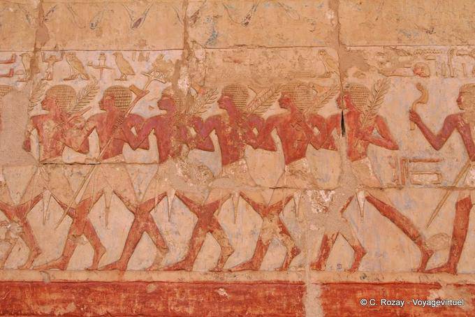 Parade of soldiers from Thebes, fresco in the chapel of Hathor, Hatshepsut - Egypt