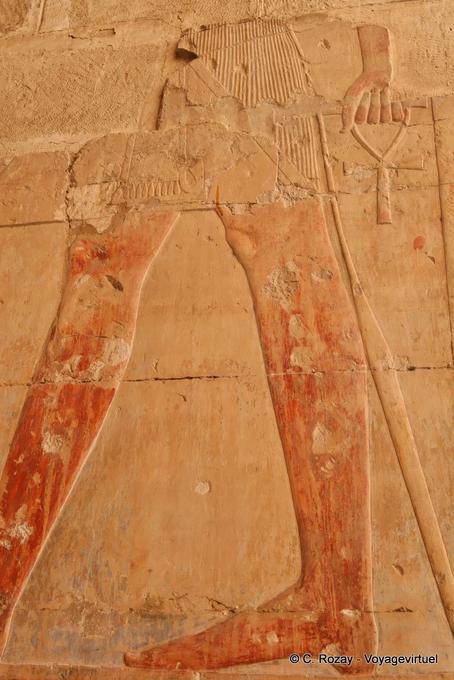Legs and foot color, relief fragment, Hatshepsut Temple - Egypt