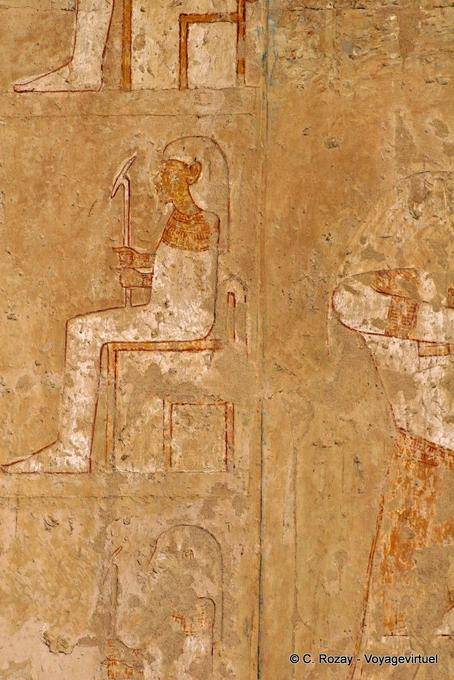 Queen Hatshepsut sitting on a throne, Deir el-Bahari - Egypt