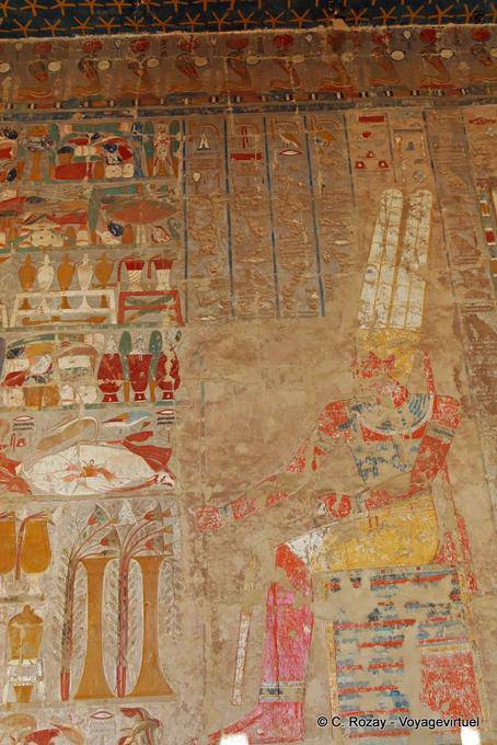 Offerings to Hamon, polychrome, Chapel of Anubis, Temple of Hatshepsut - Egypt